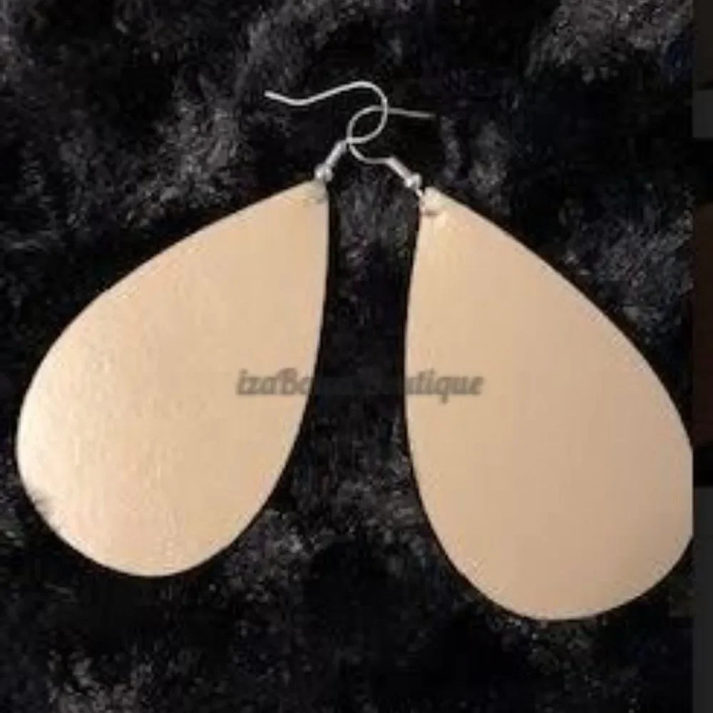 Taupe Teardrop Faux Leather Earring  ER1591  Handmade NWT Boutique